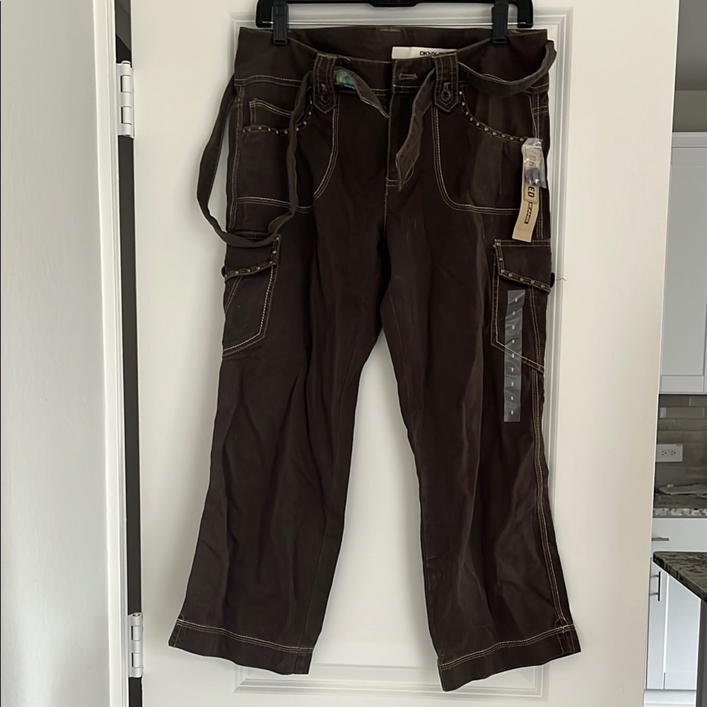 DKNY Brown Cargo Pants with Stitch Detailing